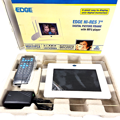 #ad Edge Digital Photo Picture Frame with MP3 Player 7quot; Hi Res PE204723 Remote $35.00