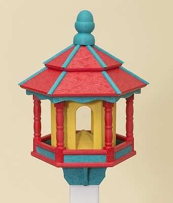 #ad BIRD FEEDER Amish Handmade Recycled Poly Hexagon Red Blue amp; Yellow 5LB $190.97