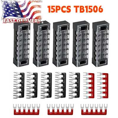 #ad 15PCS 6 Positions Dual Row 600V 15A Screw Terminal Strip Blocks US $11.99