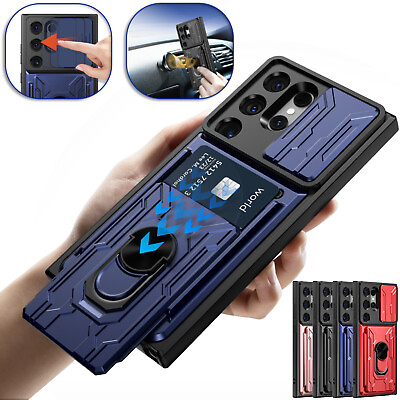 #ad For Samsung Galaxy S24 S24 Ultra Ring Card Holder Shockproof Armor Case Cover $7.95