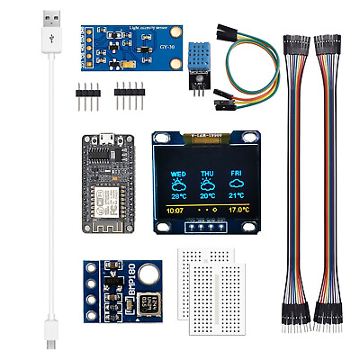 #ad ESP8266 Weather Station Kit Temperature Humidity LCD Display Component Kit $21.99