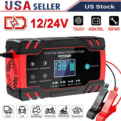 #ad 12V 24V 8A Car Fully Automatic Intelligent Battery Charger Pulse Repair AGM GEL $19.99
