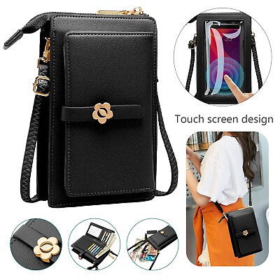 #ad Cell Phone Pouch Wallet Women Touch Screen Bag Crossbody PU Purse Shoulder Case $16.98