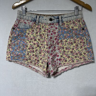 #ad FARM Rio x Anthropologie Floral Patchwork Denim Shorts Cotton High Rise Sz 27 $40.00