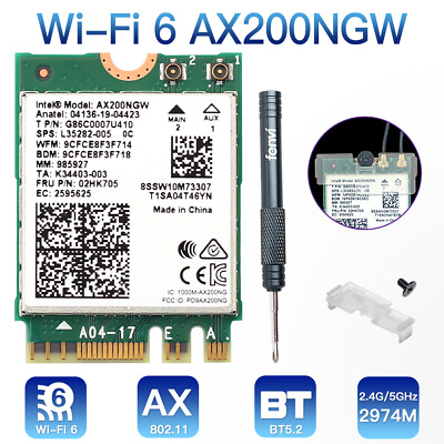 Intel AX200NGW M.2 WiFi 6 Network Card Dual Band 3000Mbps Bluetooth5.2 WiFi Card $14.44