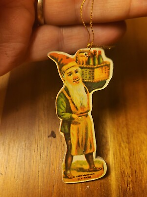 #ad Vintage Merrimack NEW YORK 1980 Gnome Elf Worker CHRISTMAS ORNAMENT Paper $16.50