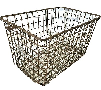 #ad Vintage Rusty Metal Locker Basket 188 Industrial Farmhouse Storage Decor $54.00