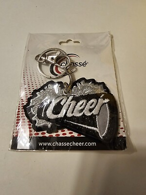 #ad Vintage Cheerleader Cheer Keychain Keyring NOS Black And Silver $9.99