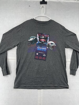 #ad Philadelphia Eagles Shirt Adult Large Gray Long Sleeve NFL Super Bowl Fanatics $16.95