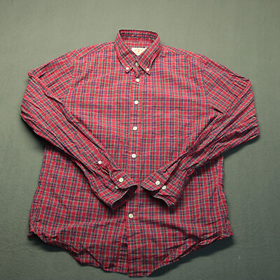 Vintage Brooks Brothers Red Fleece Shirt Men#x27;s Large Plaid Long Sleeve Button #ad $19.99