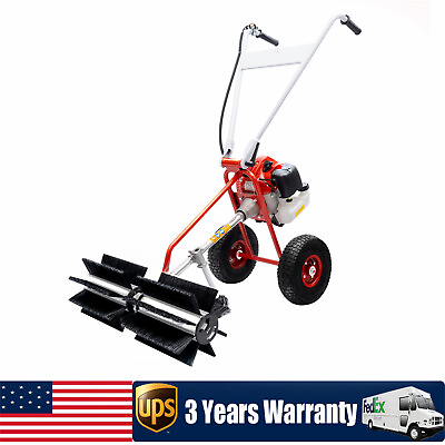 43CC 1.7HP Gas Power Brush Broom Sweeper Driveway Turf Grass Snow Cleaning Grit $185.25