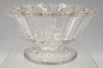 #ad EAPG c.1878 Campbell Jones amp; Co PANELED DEWDROP Footed Bowl 4quot; Clear Glass $9.50