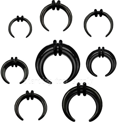 #ad 1pc. Black PVD Plated Surgical Steel Bull Taper with O Ring Ear Septum Stretcher $3.82