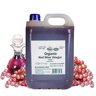 #ad De La Rosa Red Wine Vinegar Organic Red Wine Vinegar 5 Liter Pack of 1 $35.99