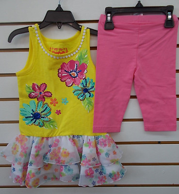 #ad Toddleramp;Girls Flapdoodles 2pc BlazingYellow Dress w Leggings Set Szs 2 2T 6X $16.00