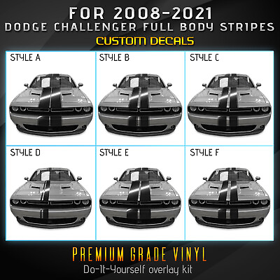 #ad For 2008 Dodge Challenger Full Body Rally Stripes Graphic Decal Gloss Vinyl $49.95