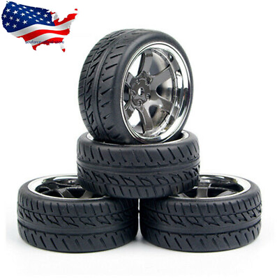 #ad 4pcs 1 10 On Road Rubber Tires amp; Wheel rims 6mm Offset for HSP HPI 1:10 RC Car $18.04