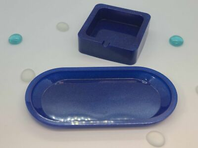#ad Blue Glitter Smoke Resin Vanity Tray Set $20.00
