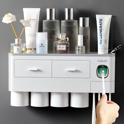#ad Magnetic Adsorption Inverted Toothbrush Holder Automatic Toothpaste with Cup $66.14