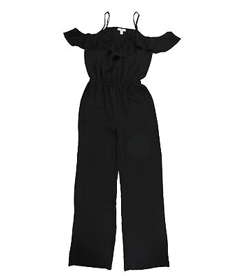 #ad bar III Womens Flutter Sleeve Jumpsuit Black X Large $54.15