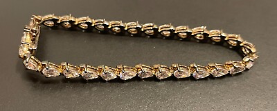 #ad Vintage 925 Gold Over Sterling Tennis Bracelet 8quot; $44.99