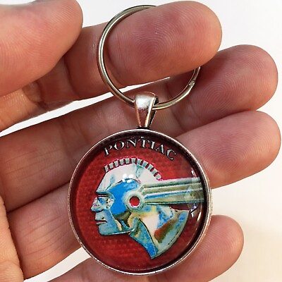 #ad Vintage Pontiac Badge Emblem Logo Chief Head Ornament Keychain Reproduction $12.95