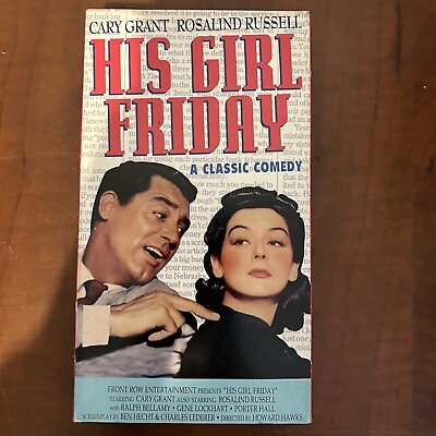 #ad His Girl Friday VHS 1994 Cary Grant Rosalind Russell Ralph Bellamy Comedy Bamp;W $6.11