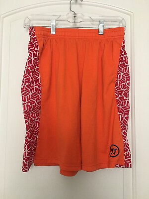 #ad #ad Warrior Men#x27;s Orange Red White Athletic Shorts w Printed Sides Size XL $42.30