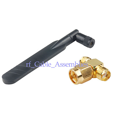 5dbi 700 2600Mhz 4G LTE omni Antenna with SMA Connector amp; SMA T 3 Way Adapter $8.02