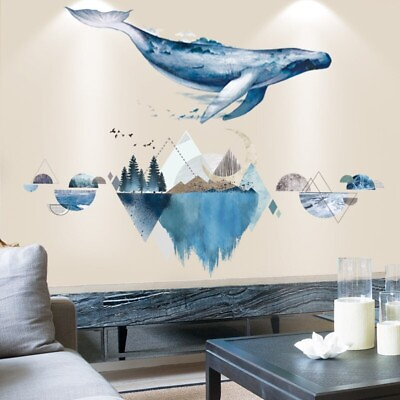 #ad Wall Sticker Blue Whale Nature Scenery Vinyl Mural Decal Art Bedroom Home Decor $28.99