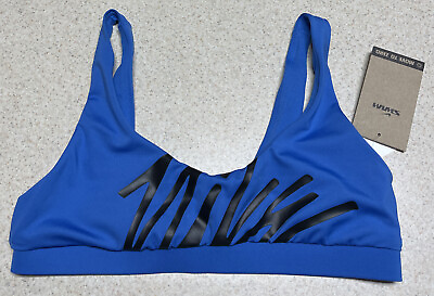 Nike Women#x27;s Big Logo Lined Swim Bikini Top NESSC251 442 Blue Black Pick Size $9.99