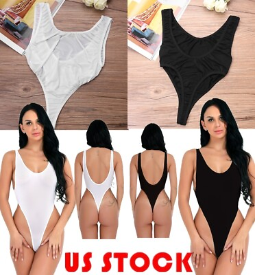 #ad #ad US Women Lingerie High Cut Backless Bodysuit See through Thong Leotard Sleepwear $7.41