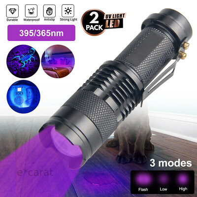 2Pcs UV Ultraviolet Flashlight Black Light 395nm 365nm Detector Urine Pet Stains $5.99