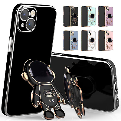 For iPhone 15 14 Pro Max 13 12 11 XS XR 87 Cute Astronaut Kickstand Plating Case $3.15