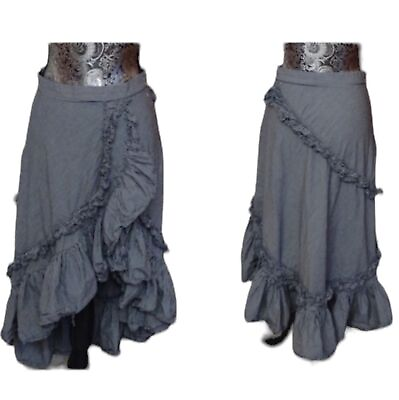 Hot amp; Delicious high low ruffle midi skirt w stripe white and blue $29.00