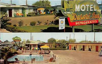#ad El Centro California 1960s Postcard Desert Inn Motel Dual View Swimming Pool $8.09