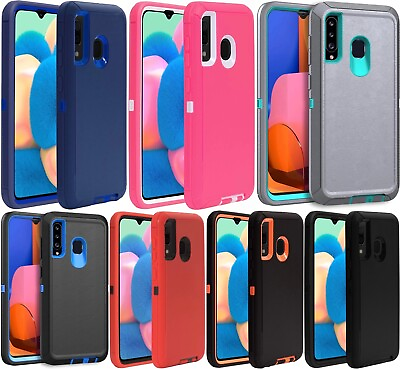 #ad For Samsung Galaxy A20 Shockproof Armor Case Cover Tempered Glass Protector $11.69