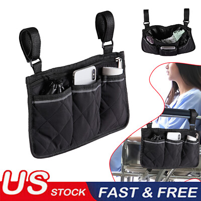 #ad Wheelchair Side Pouch Storage Bag Armrest Pocket Organizer Holder Pocket Storage $7.52