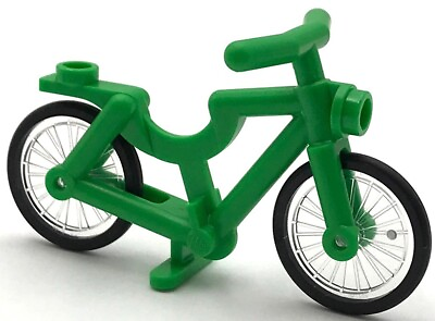 #ad Lego New Green Bicycle w Trans Clear Wheels w Molded Hard Rubber Tire Part $2.99