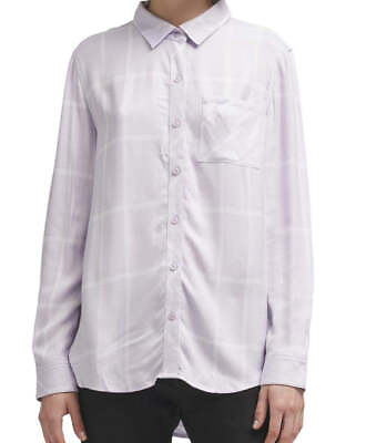 #ad DKNY Womens Plaid Cuffed Button Down Shirt Size X Large $89.00