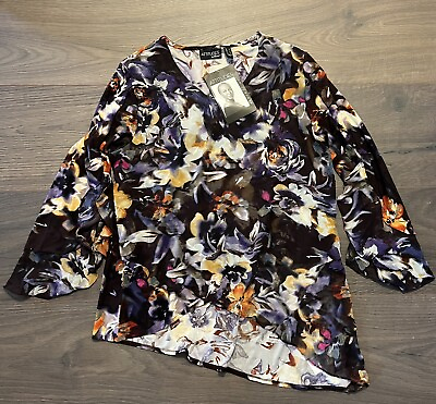 #ad Attitudes by Renee Mixed Media Como Jersey Top Purple Haze Size Large *NEW* $24.99