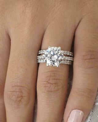 #ad Trio Engagement Ring Set 14K White Gold 2.80 Ct Round Cut White Moissanite $225.20