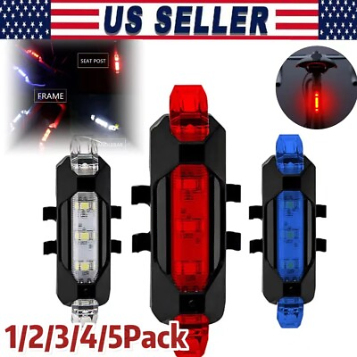 #ad Bike Tail Light Bicycle Rechargeable USB LED Safety Rear Lamp Flashing Wraning $7.49