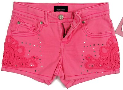 #ad Amys Closet Hot Neon Pink Jeans Shorts Girls Size 10 Dream Catcher Studded $17.99