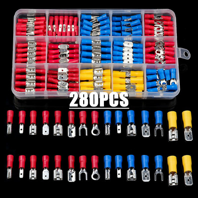 #ad 280PCS Assorted Crimp Terminal Insulated Electrical Wire Connector Spade Kit Set $15.99