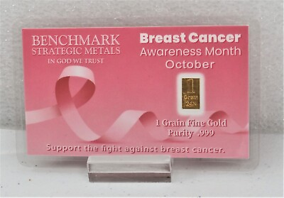 #ad 1 15 GRAM PURE GOLD 24K 999 FINE BREAST CANCER AWARENESS a22 $11.98