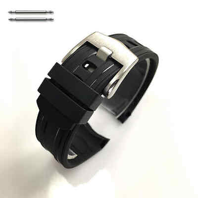 Black Curved End Silicone Rubber Strap Replacement Watch Band #4446 $16.95