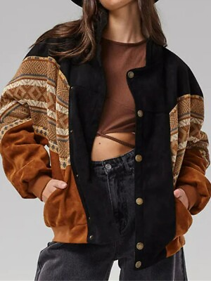 #ad Women Vintage Cotton Jacket Coats Autumn Fashion Clothes Print Outwear Loose Top $80.51