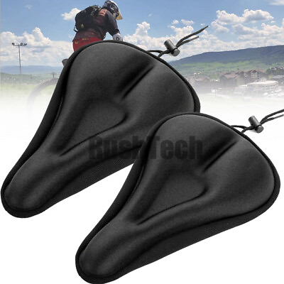 #ad 2 Pack Bike Seat Cover Comfort Cushion Cover Soft Padded Mountain Bicycle Saddle $9.65