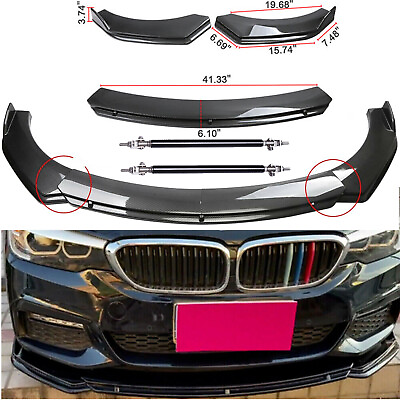 For BMW Front Bumper Lip Splitter Spoiler Carbon FiberStrut Rods #ad $69.99